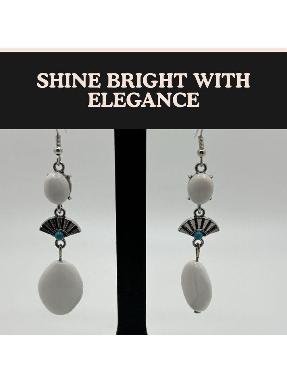 White Pearl and Silver Dangle Earrings